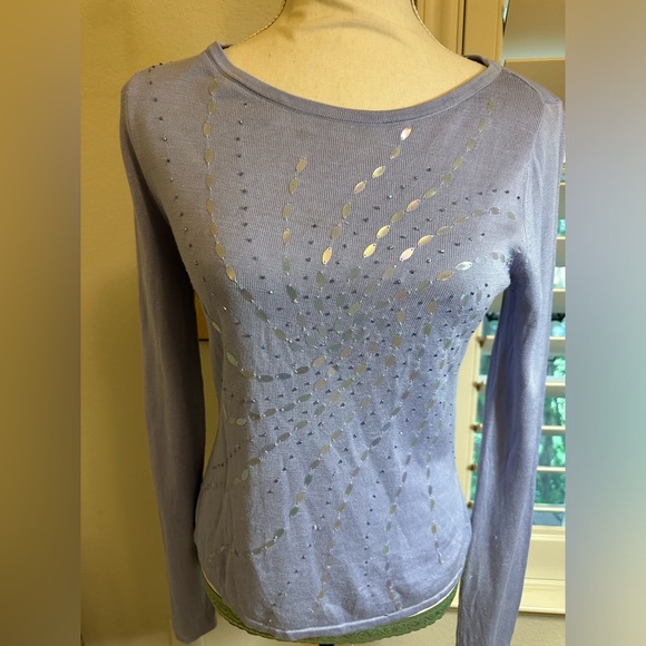 august silk Sweaters - august silk sequin embellished purple cardigan medium